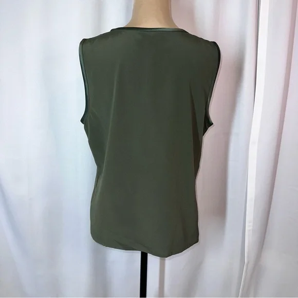 Vtg St. John Black Label Sz 10 Top Green Silk Blend Sleeveless Tank Luxury Layer - Picture 4 of 12